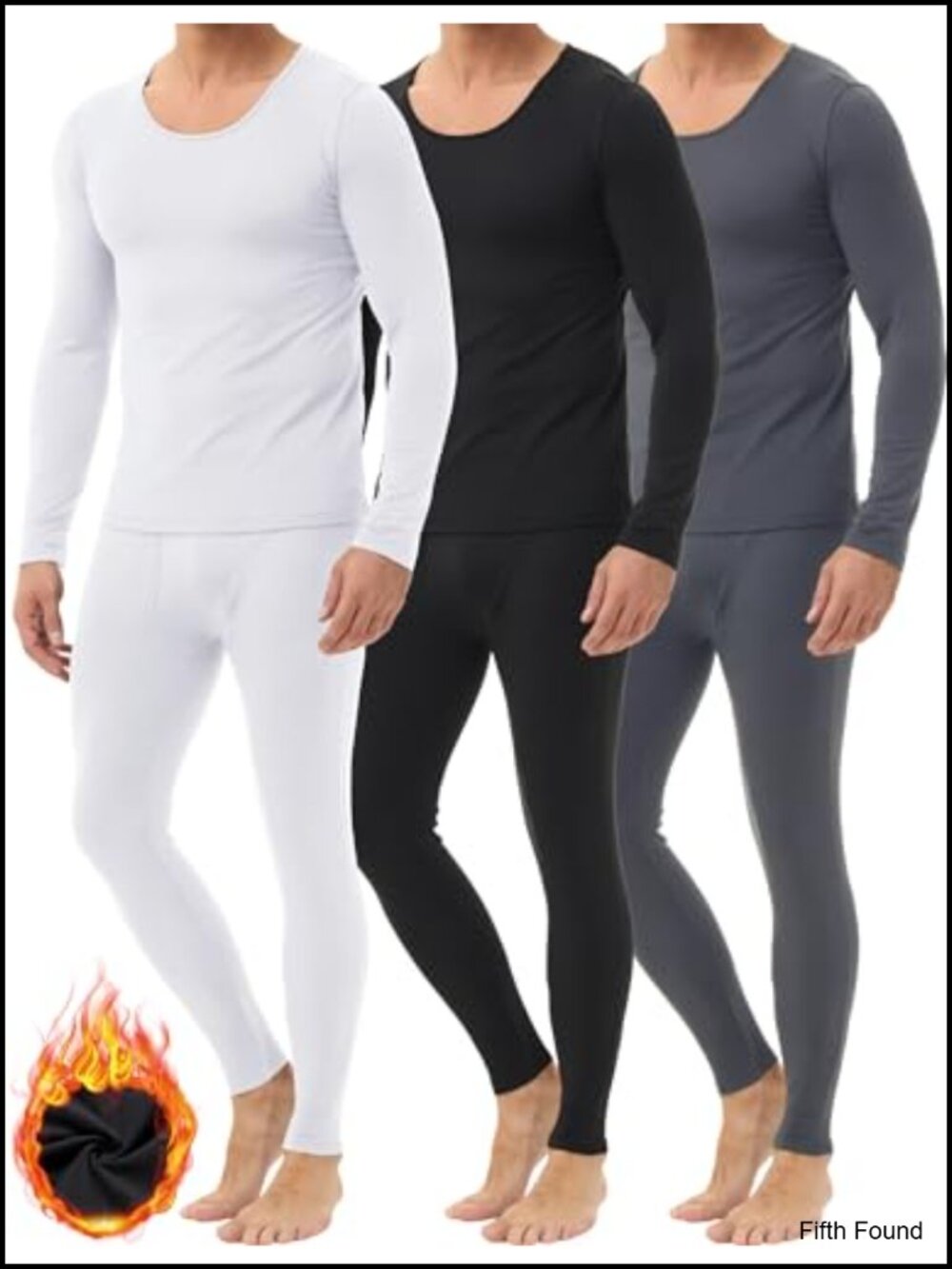 Men's Thermal Underwear 3-Pack Fleece Lined Long Johns Base Layer Set